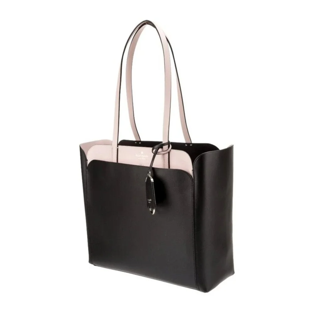 Kate Spade New York Magnolia Street Double Pocket Tote Black Pink Shoulder Bag